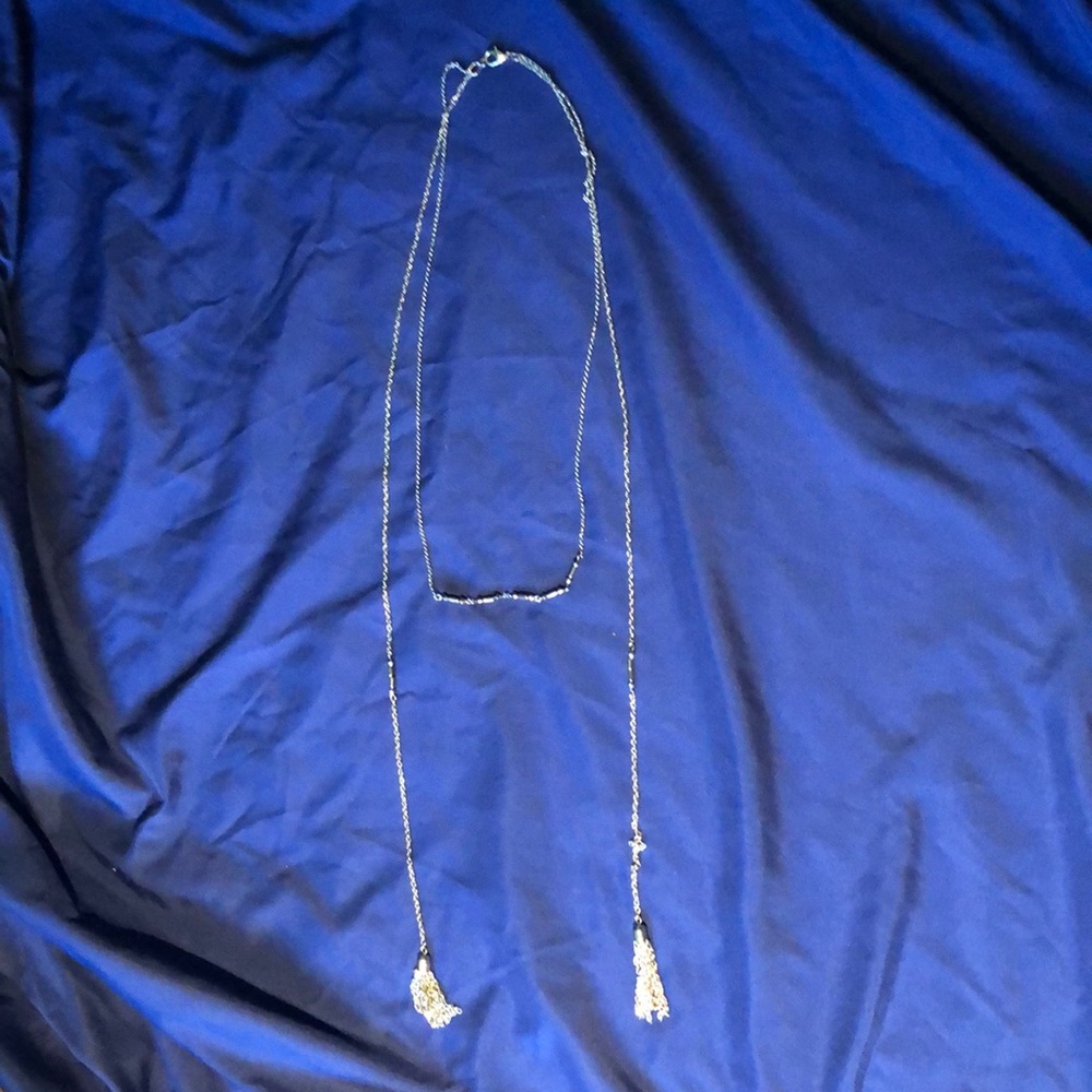 Long silver necklace